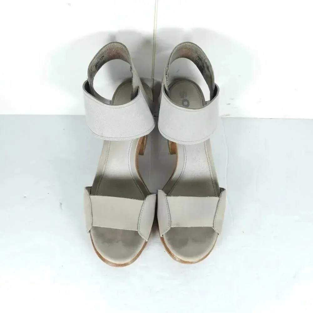 Sorel Women's Nadia US8,5 Dove Nubuck Chunky Heels Slip On Strappy Sandals
